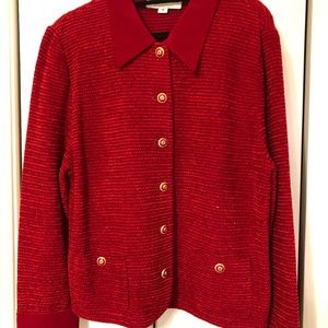 St John Santana knit jacket with velvet accents